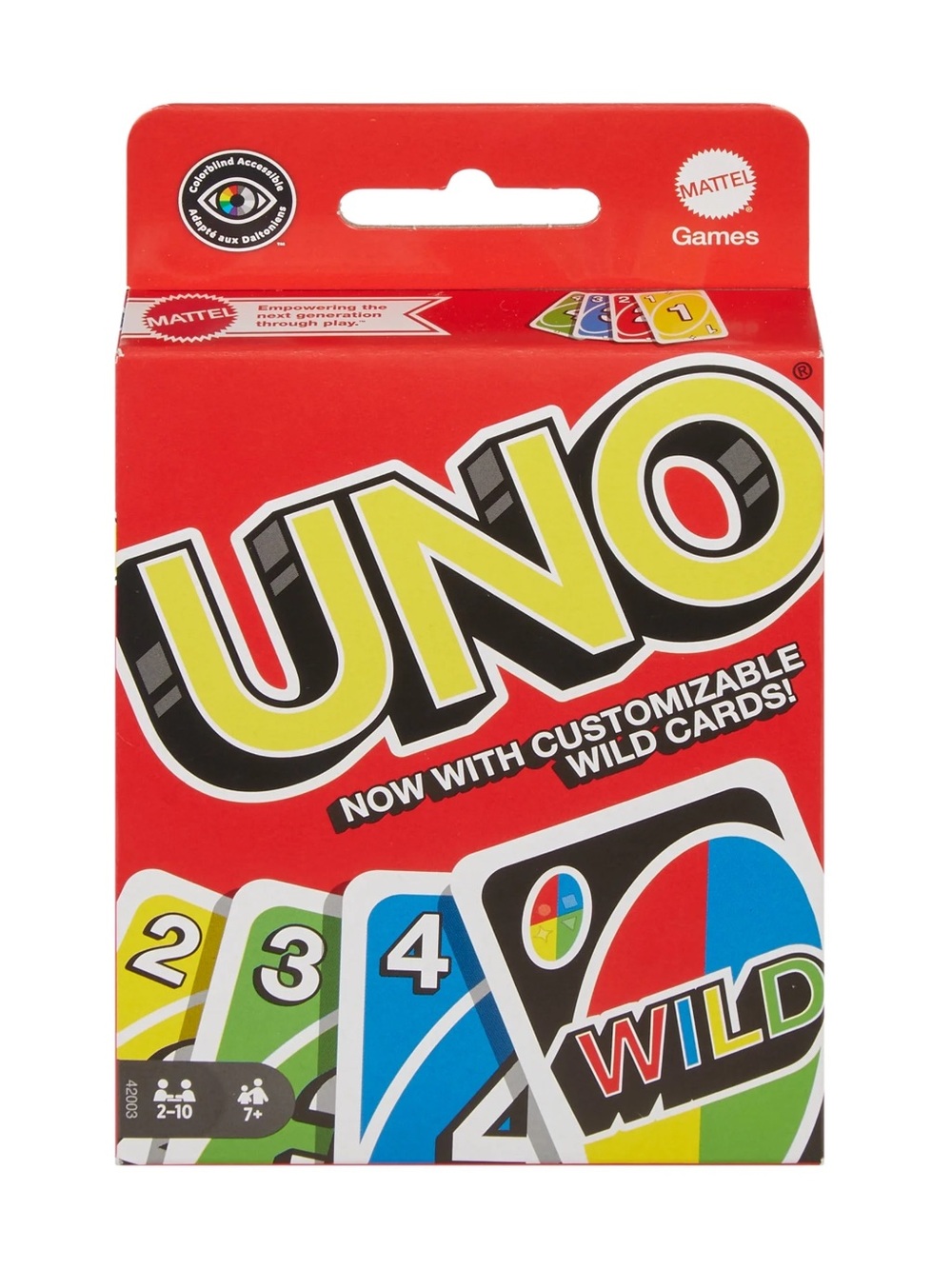 Mattel UNO Classic Card Game Colorblind Accessible & Customizable Wild Cards NWT